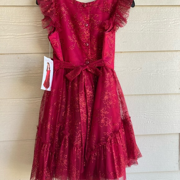 Glittery Jona Michelle Kids Red Dress - Picture 4 of 12